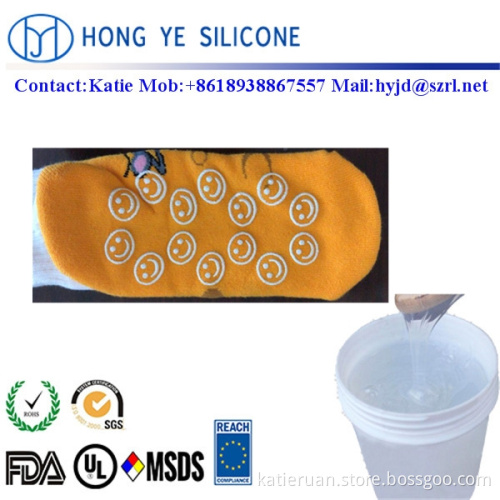 Liquid screen printing silicone rubber ink for antiskid socks